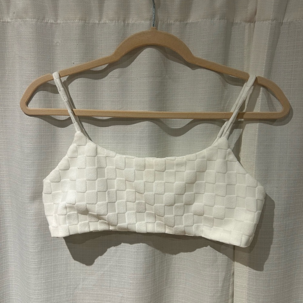 White Checkered Micro Crop Top/Bra